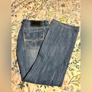 Blue Bootcut Jeans with Contrast Stitching